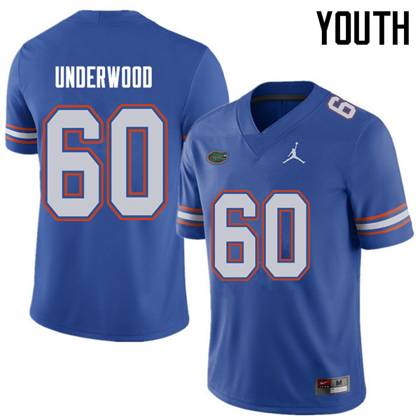 Jordan Brand Youth #60 Houston Underwood Florida Gators College Football Jerseys Sale-Royal - Click Image to Close